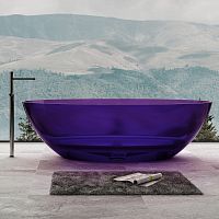 Прозрачная ванна отдельностоящая р.180х85 см ABBER Kristall AT9702Amethyst фиолетовая AT9702Amethyst