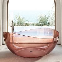 Прозрачная ванна отдельностоящая р.150х150 см ABBER Kristall AT9705Koralle розовая AT9705Koralle